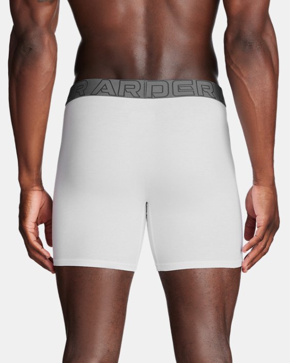 Men's UA Performance Cotton 6" 3-Pack Boxerjock®, White, pdpMainDesktop image number 1